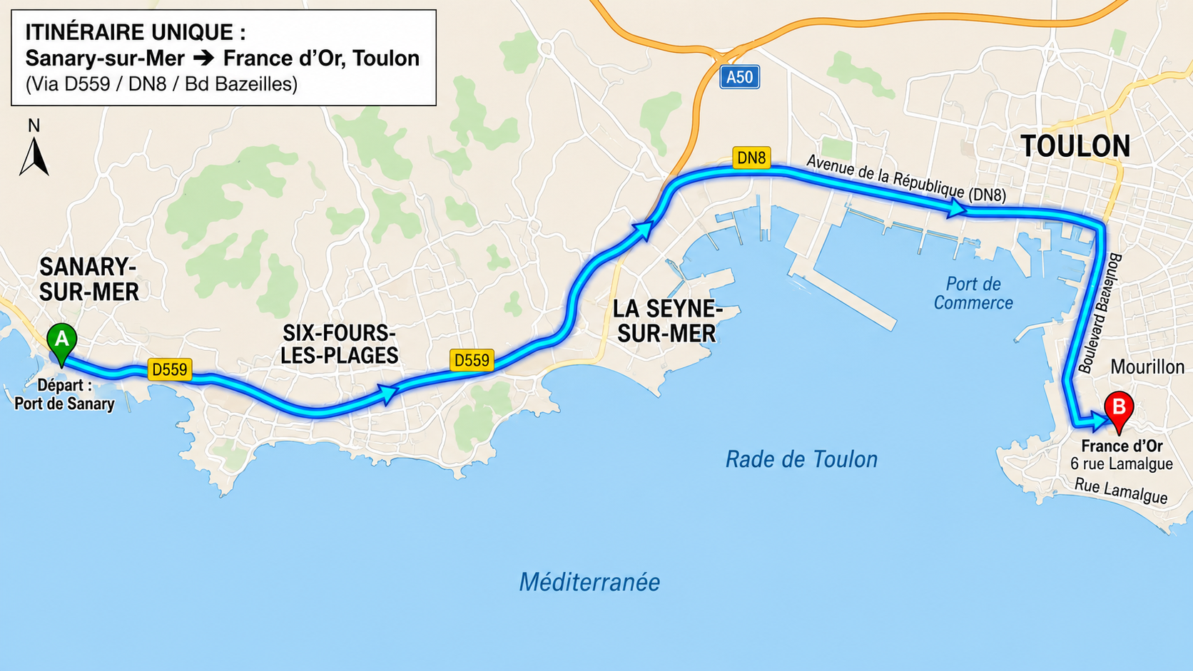 sanary sur mer map